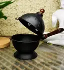 Metal Dhoop Cup Holder with Heat-Safe Wooden Handle – image 3
