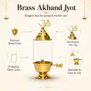 Brass Akhand Diya with Long Glass Cover – image 2