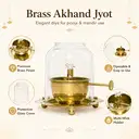 Brass Akhand Diya with Curved Glass Cover – image 3