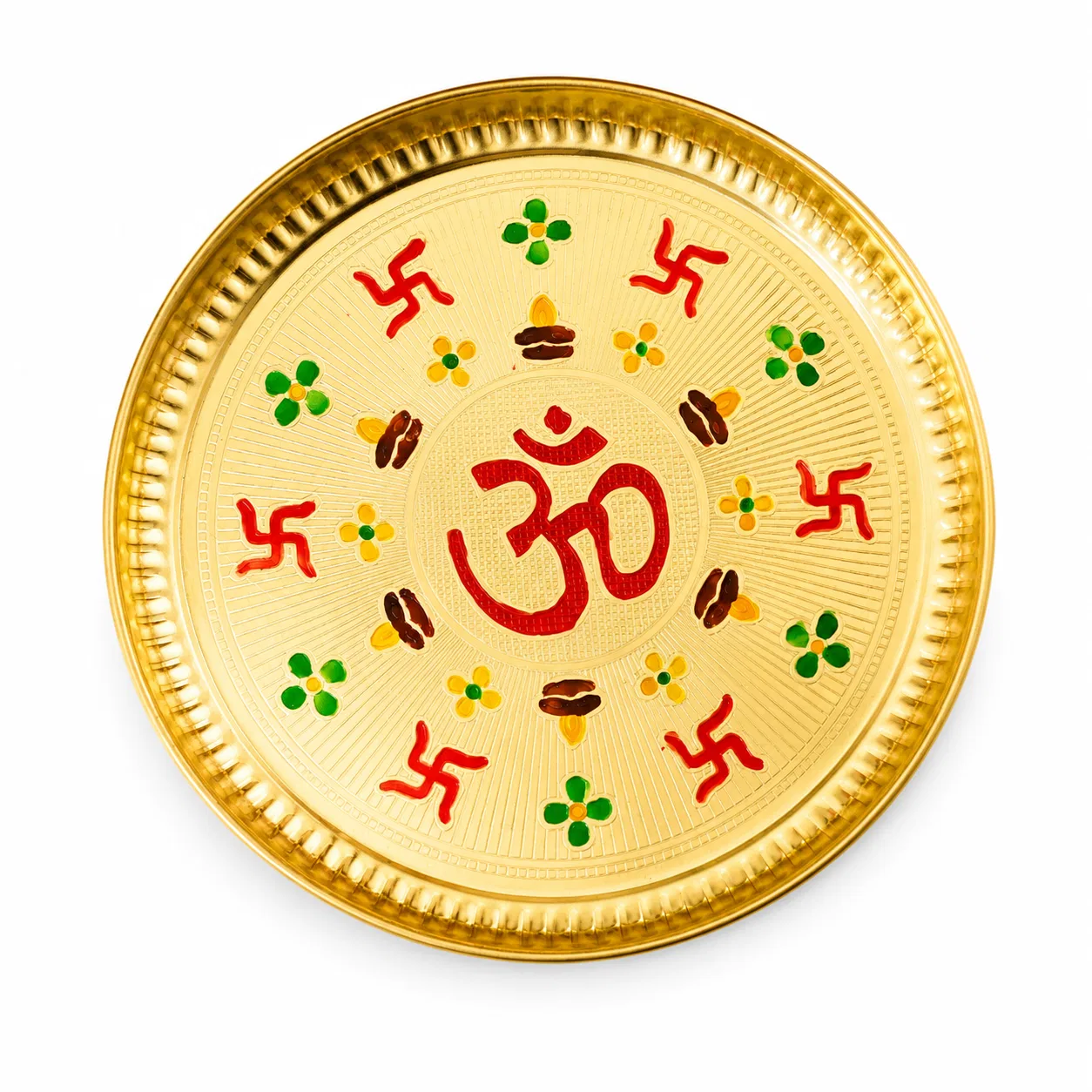 Traditional Brass Pooja Plate with Elegant Engraved Design