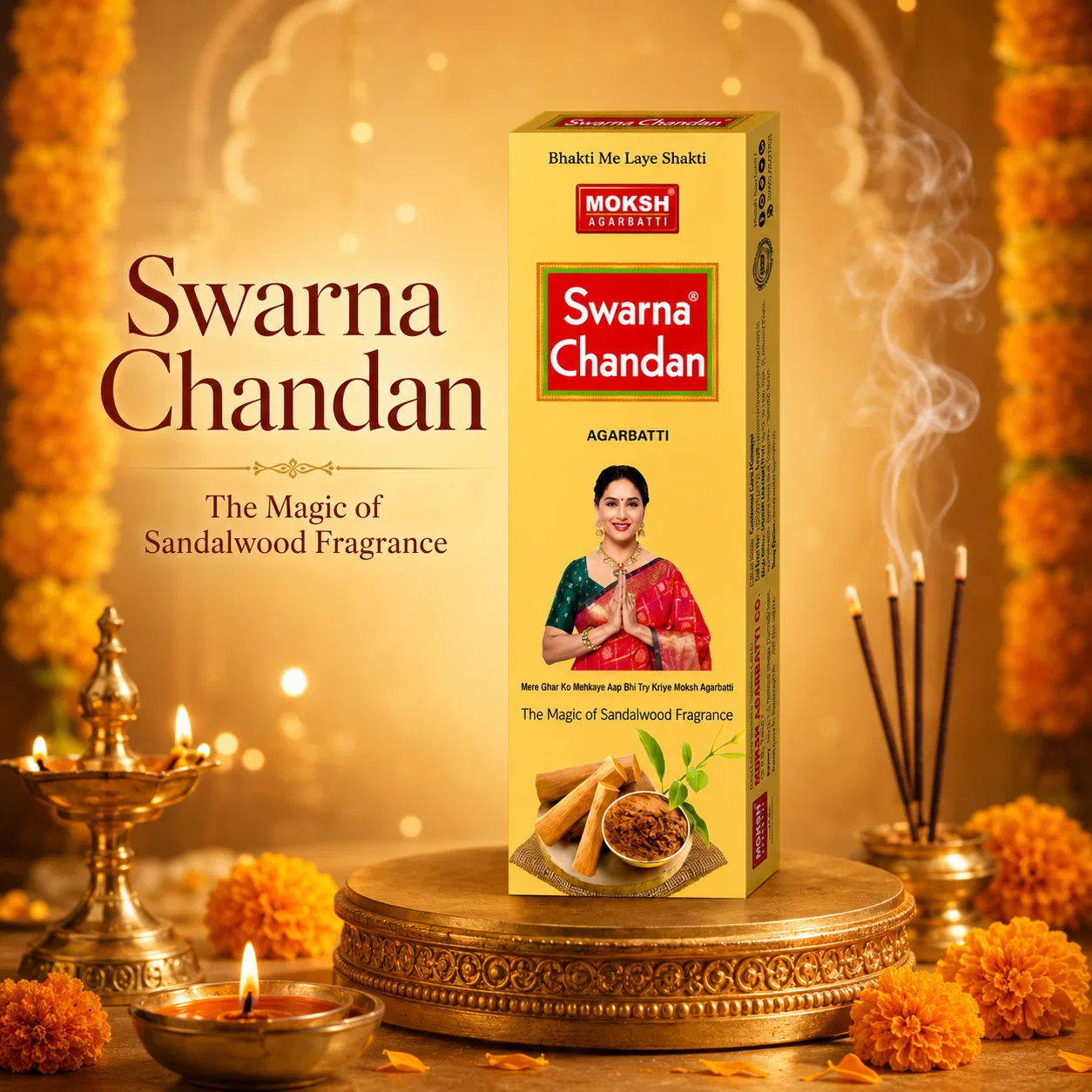 Moksh Swarn Chandan Agarbatti | Premium Sandalwood Incense Sticks for Daily Pooja