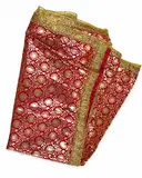 Floral Foil Print Chunri with Golden Lace Border (For Jagran Chunri) – image 1