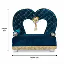 Royal Blue Heart Shaped Velvet Ladoo Gopal Bed with Gold Lace Work – image 2