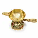 Meenakari Brass Aarti Diya with Brass Handle – image 1