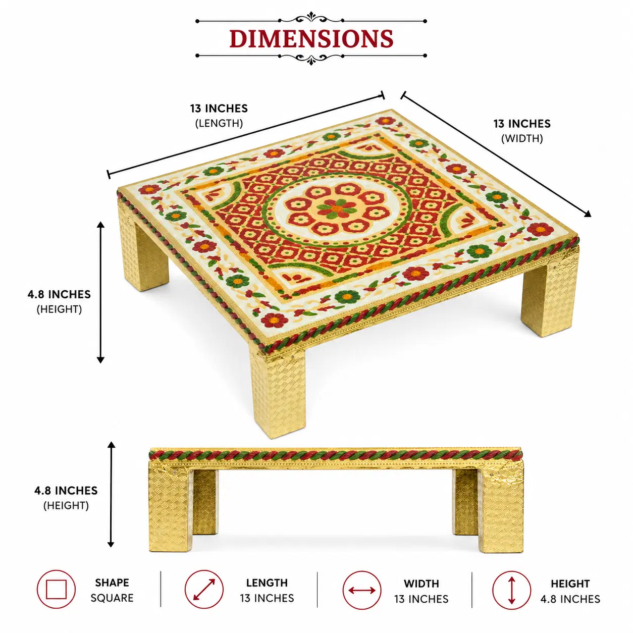 Decorative Mandir Chowki Pooja Chauranga Chowki