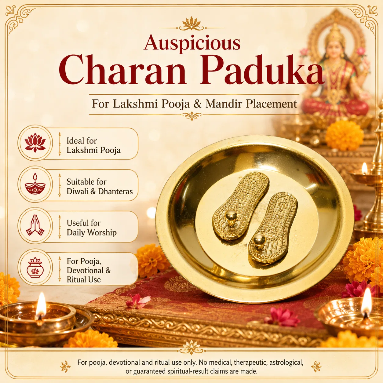 Metal Charan Paduka with Plate