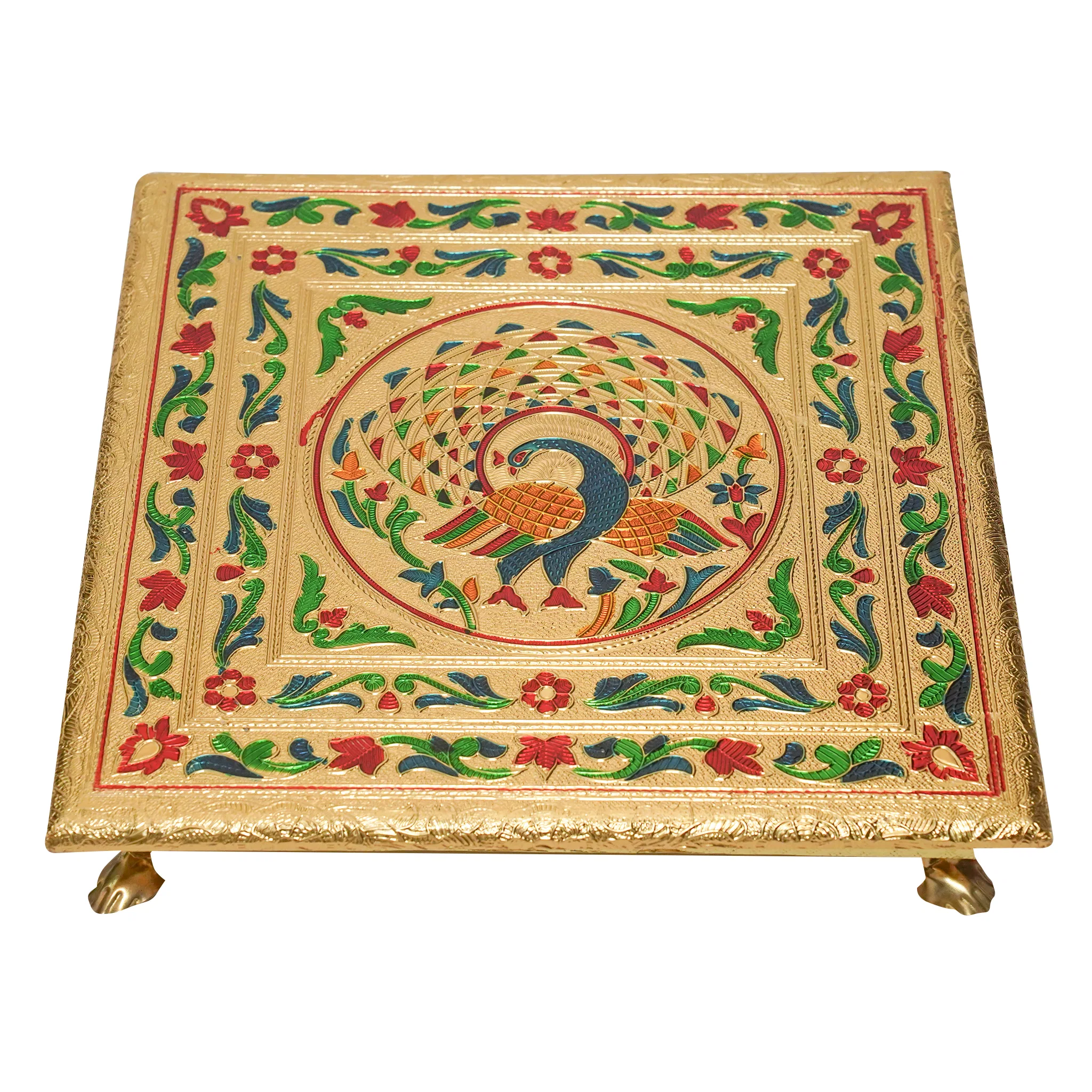 Decorative Meenakari Mandir Chowki Pooja Chowki