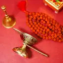 Meenakari Brass Aarti Diya with Brass Handle – image 4