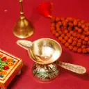 Meenakari Brass Aarti Diya with Brass Handle – image 3