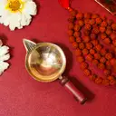 Brass Diya with Wooden Handle – image 4