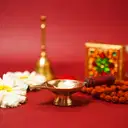 Brass Diya with Wooden Handle – image 5