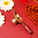 Brass Diya with Wooden Handle – image 3