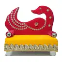 Peacock Shape Back Soft Velvet Ladoo Gopal Bed – image 1