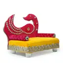 Peacock Shape Back Soft Velvet Ladoo Gopal Bed – image 2