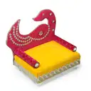 Peacock Shape Back Soft Velvet Ladoo Gopal Bed – image 3