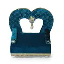 Royal Blue Heart Shaped Velvet Ladoo Gopal Bed with Gold Lace Work – image 1