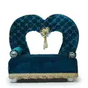 Royal Blue Heart Shaped Velvet Ladoo Gopal Bed with Gold Lace Work – image 3