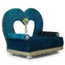 Royal Blue Heart Shaped Velvet Ladoo Gopal Bed with Gold Lace Work – image 4