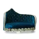 Royal Blue Velvet Round Shape Ladoo Gopal Bed – image 2