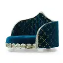 Royal Blue Velvet Round Shape Ladoo Gopal Bed – image 1