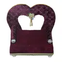 Dark Maroon Heart Shaped Velvet Ladoo Gopal Bed with Gold Lace Work – image 4