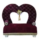 Dark Maroon Heart Shaped Velvet Ladoo Gopal Bed with Gold Lace Work – image 2
