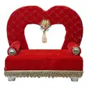 Red Heart Shaped Velvet Ladoo Gopal Bed with Gold Lace Work – image 4