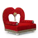 Red Heart Shaped Velvet Ladoo Gopal Bed with Gold Lace Work – image 1
