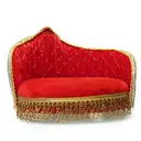 Red Velvet Round Shape Ladoo Gopal Bed with Decorative Lace Work – image 1
