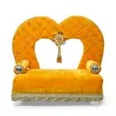 Yellow Heart Shaped Velvet Ladoo Gopal Bed with Gold Lace Work – image 4