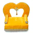 Yellow Heart Shaped Velvet Ladoo Gopal Bed with Gold Lace Work – image 1