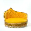 Yellow Velvet Round Shape Ladoo Gopal Bed with Decorative Lace Work – image 3