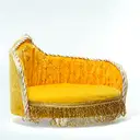 Yellow Velvet Round Shape Ladoo Gopal Bed with Decorative Lace Work – image 1