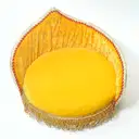 Yellow Velvet Round Shape Ladoo Gopal Bed with Decorative Lace Work – image 2