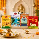 Ganga Jal, Ittar, Shahad, Gomutra Combo (4 Pouches) – image 3