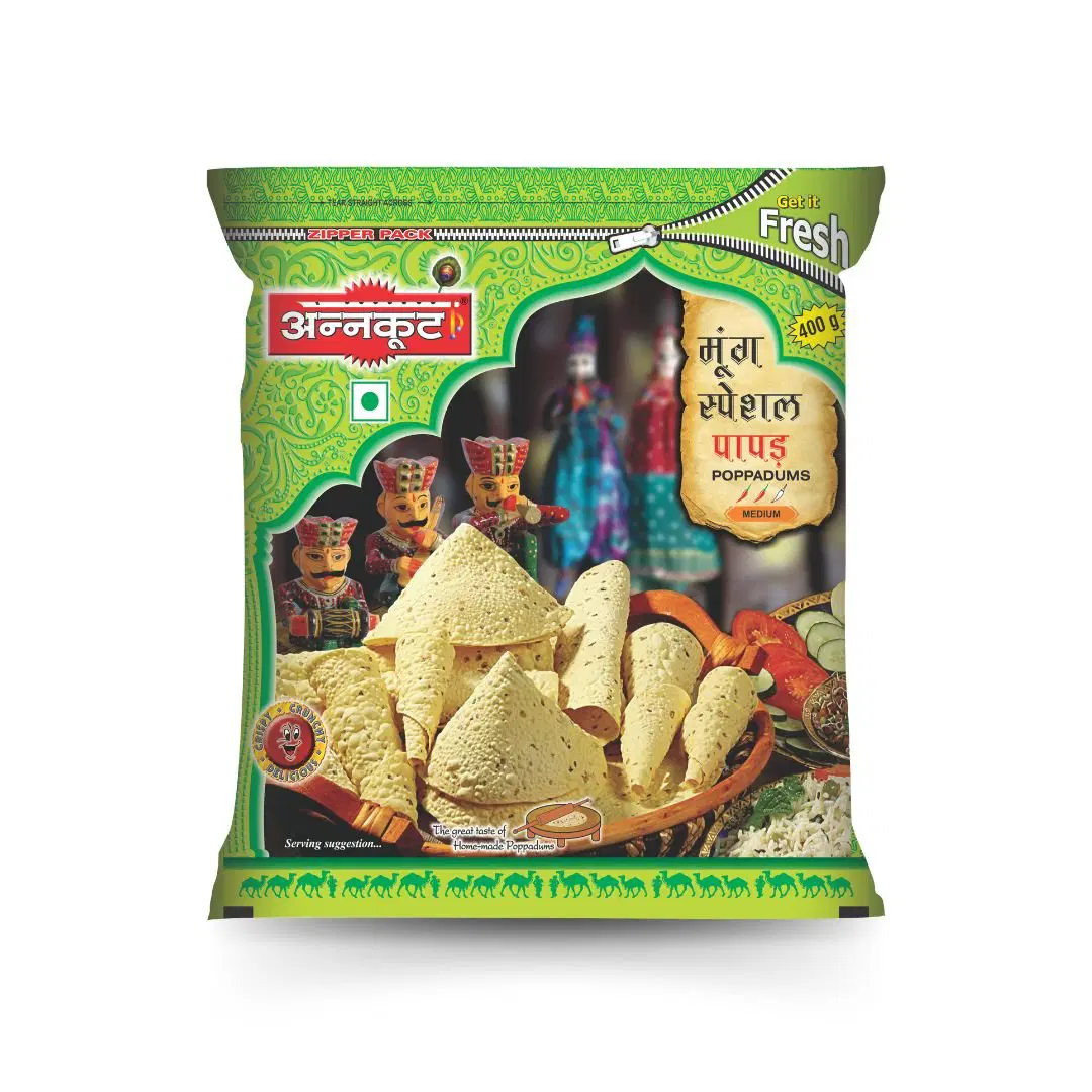 Annkoot Moong Special Papad Medium-Spicy, 400gm