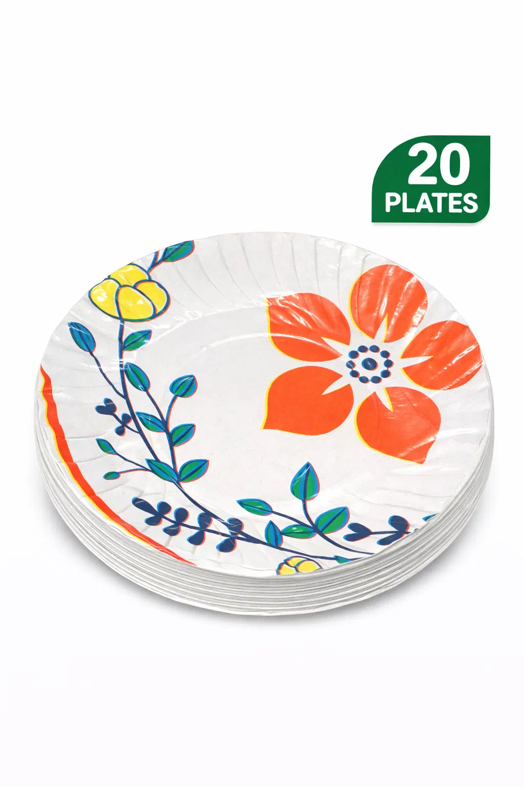Disposable Plates 9 No | Floral Paper Plates | Pack of 20 pieces