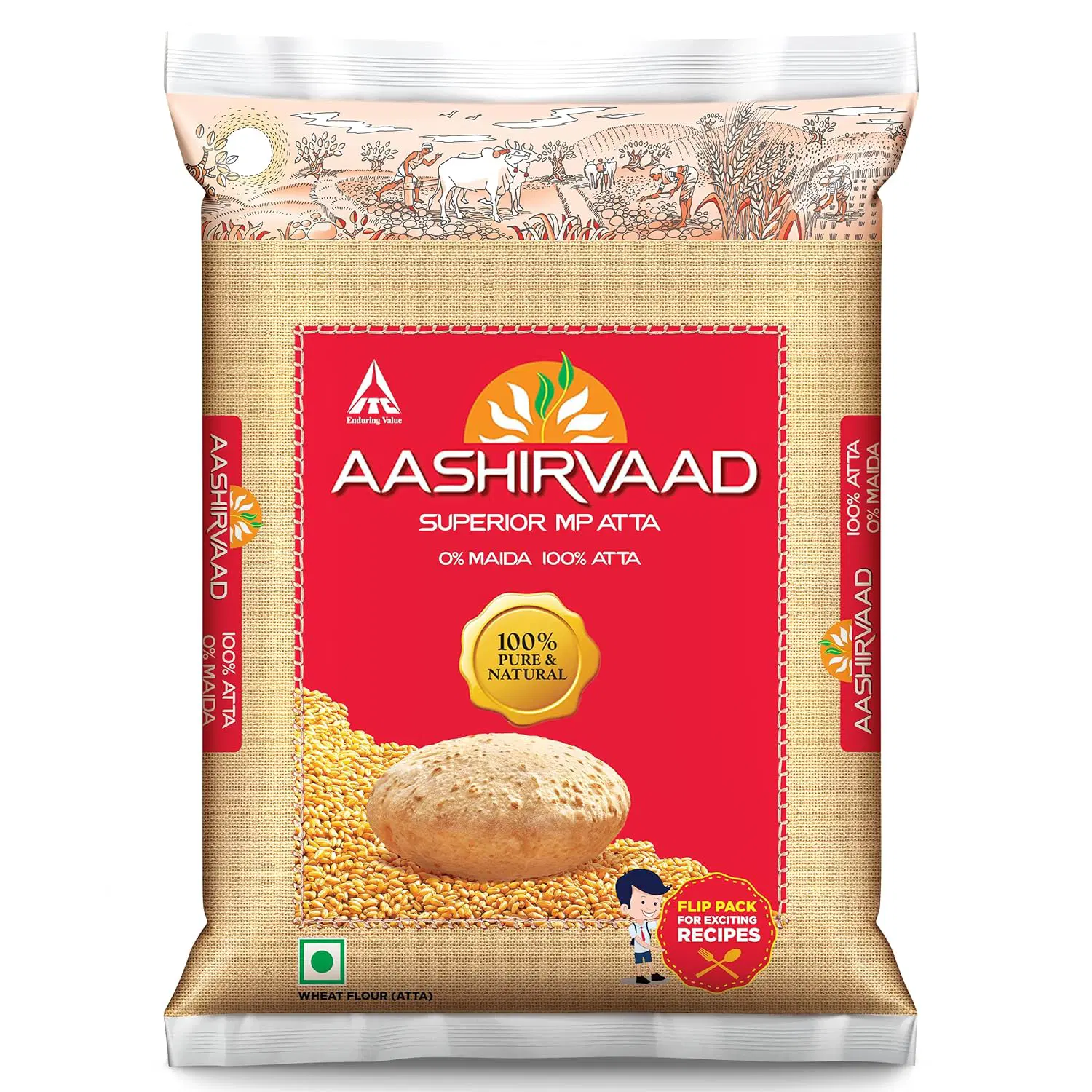 Aashirvaad Superior MP Atta,100% Whole Wheat Flour, 0% Maida