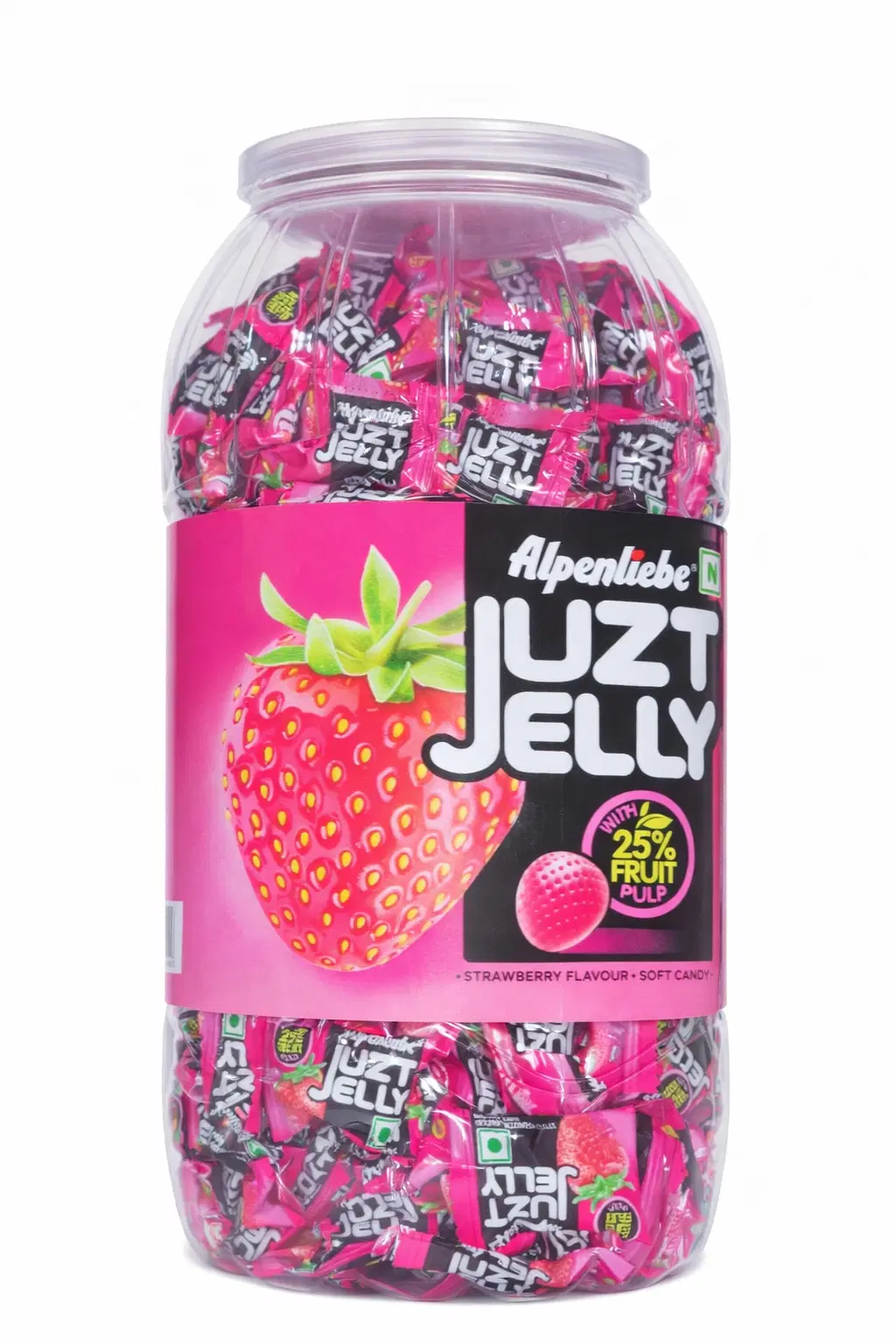 Alpenliebe Juzt Jelly, Strawberry Flavour Jar, 787.5gm g, 225 pc