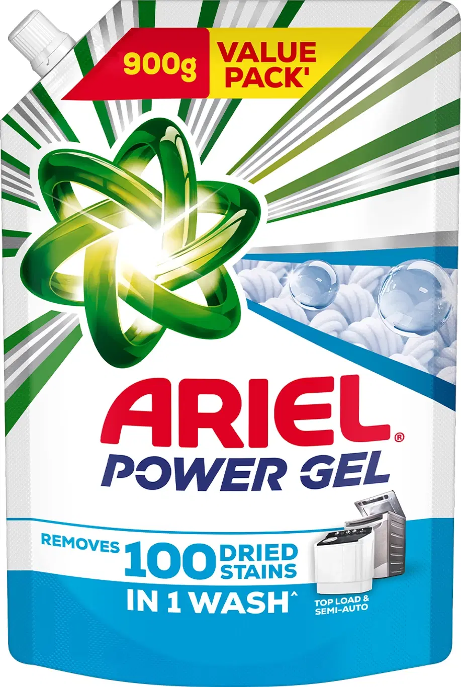 Ariel Power Gel Top Load Removes 100 Stains in 1 Wash Fresh Liquid Detergent (900 g)