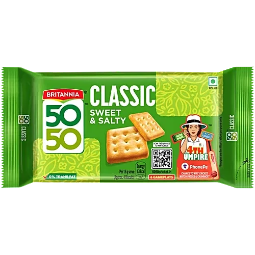 Britannia 50-50 Sweet & Salty Biscuit - Light, Crispy, 188 g