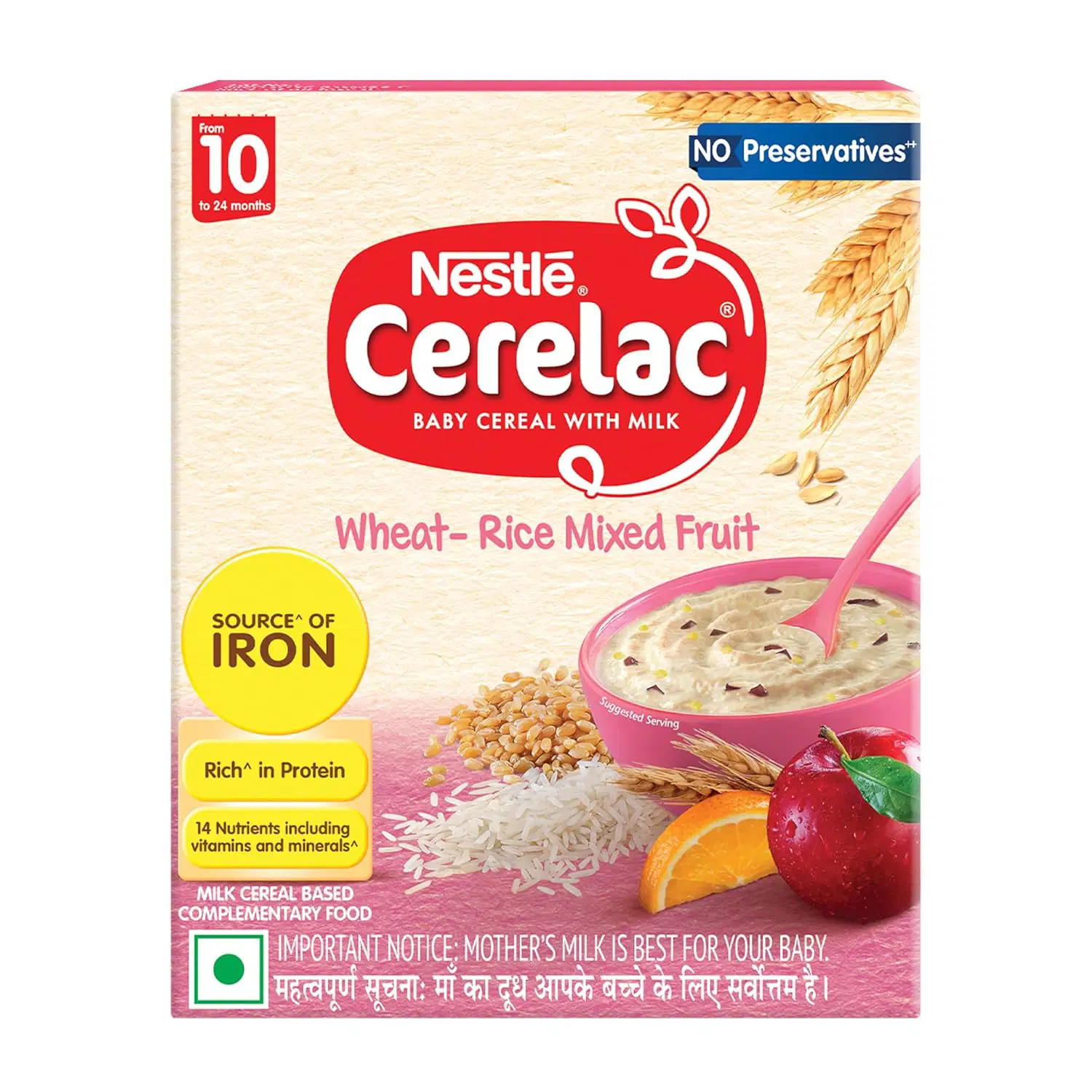 CERELAC Baby Food Cereal | Wheat Rice Mixed Fruit for 10 to 24 Months Baby | Instant Cereal | 300g