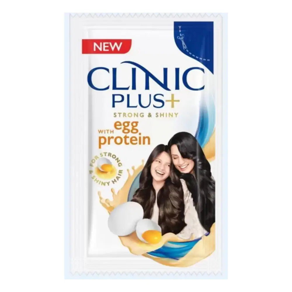 Clinic Plus Strong & Shiny Shampoo With Egg Protein, 6ml Sachet - Pack of 16