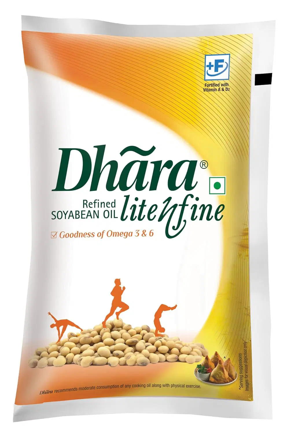 Dhara Lite n Fine Refined Soyabean Oil pouch, 840gm