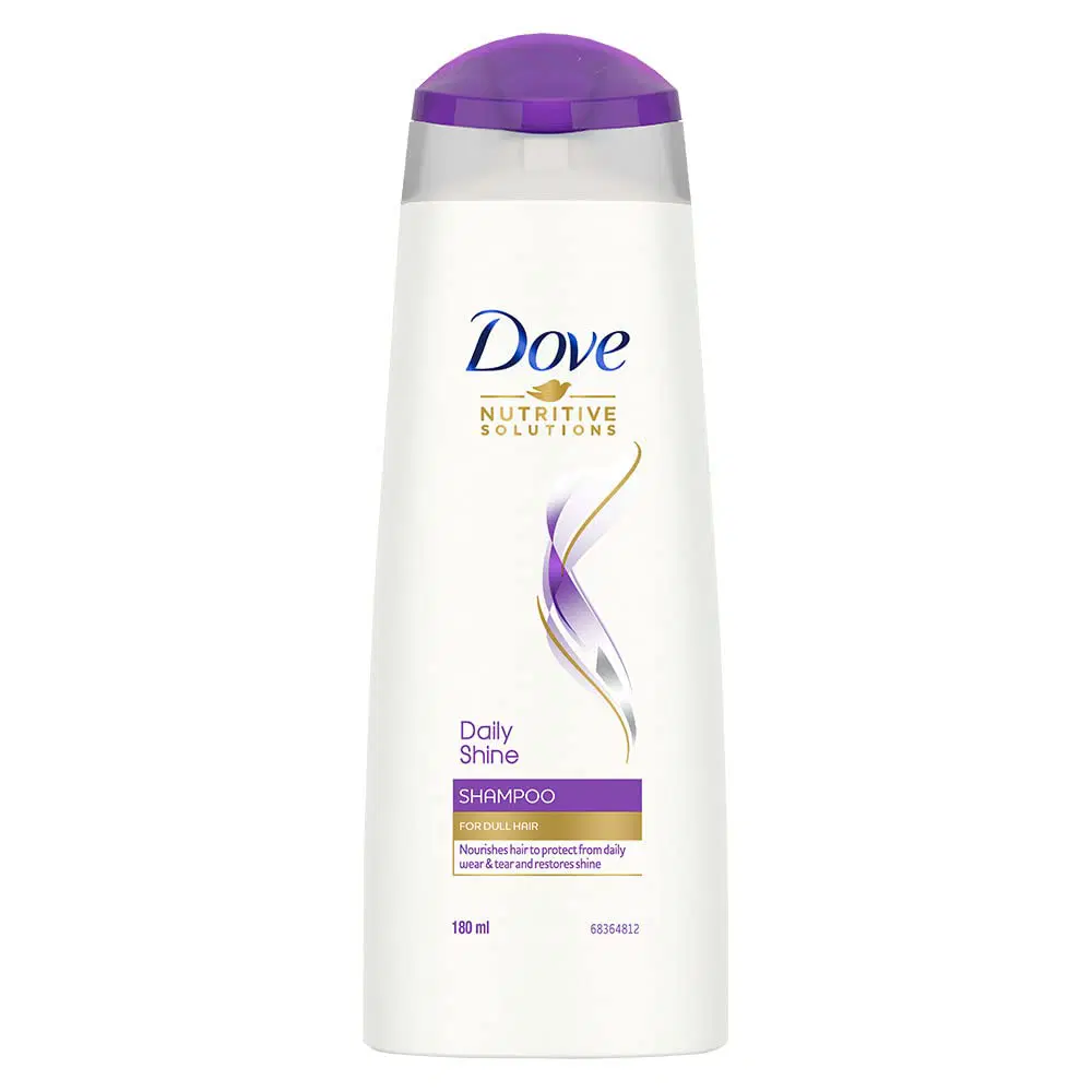 Dove Daily Shine Shampoo - For Dull And Frizzy Hair, Makes Hair Soft, Shiny And Smooth, 180ml