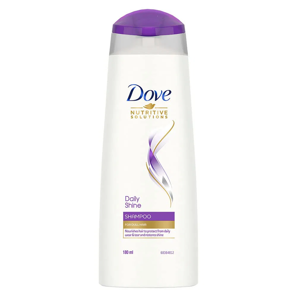 Dove Daily Shine Shampoo - For Dull And Frizzy Hair, Makes Hair Soft, Shiny And Smooth, 180ml