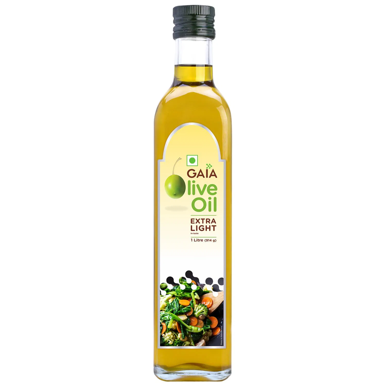 GAIA Extra Light Olive Oil Incredibly Healthy with Zero Cholesterol and Low Saturated Fat, Good for Frying, Roasting, Baking and All Indian Cuisine, 1litre