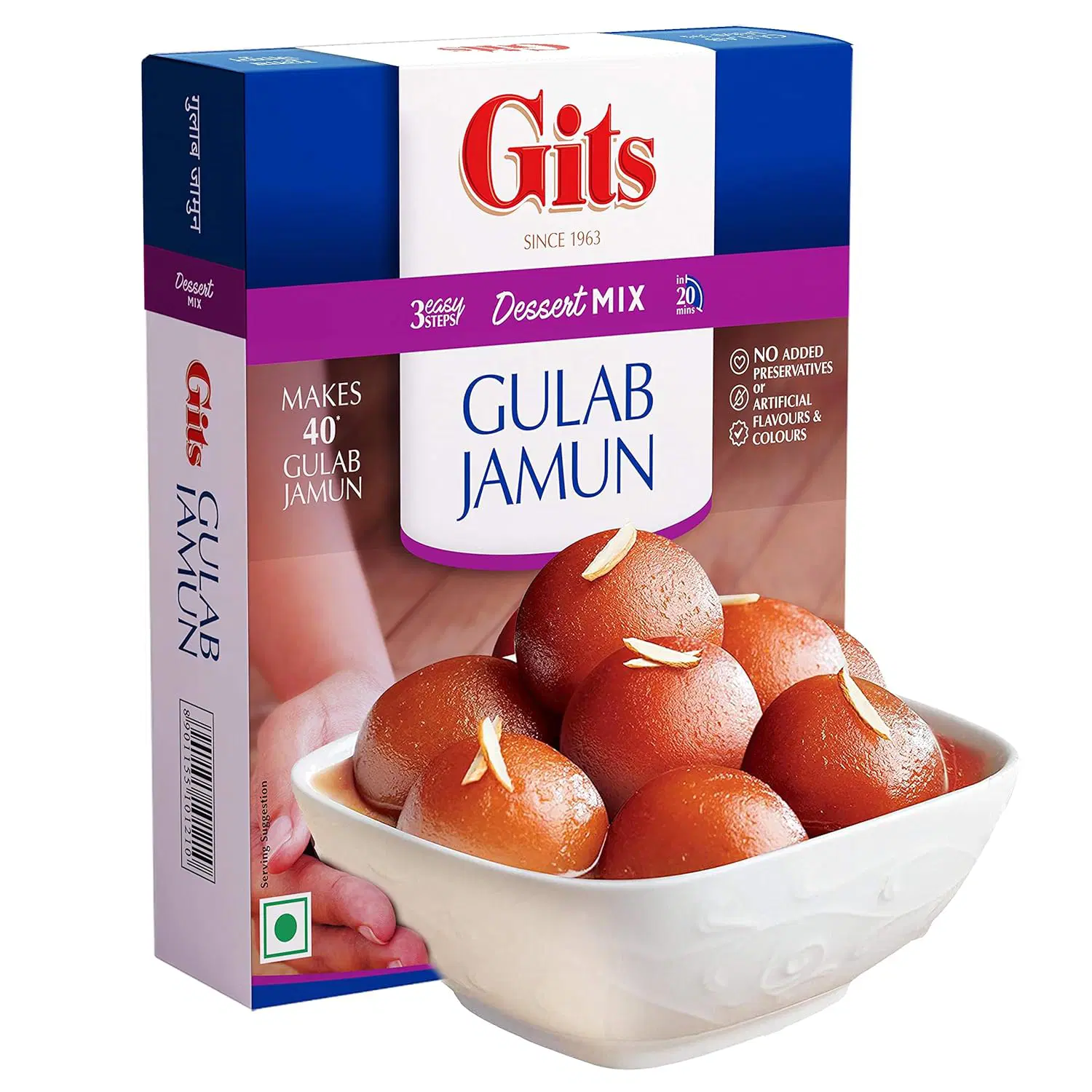 Gits Instant Gulab Jamun Dessert Mix , Pure Veg, Delicious Indian Dessert and Mithai, 400gm