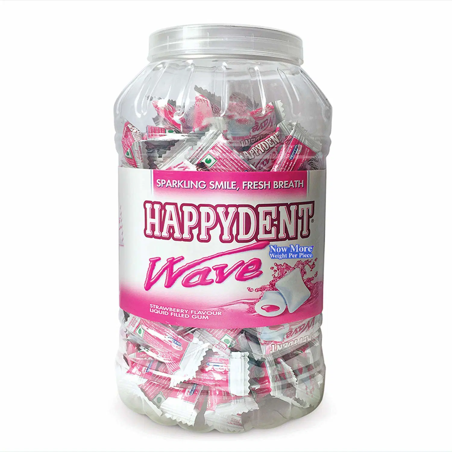 Happydent Wave, Strawberry, Chewing Gum Jar, 441 gm, 210 Pc