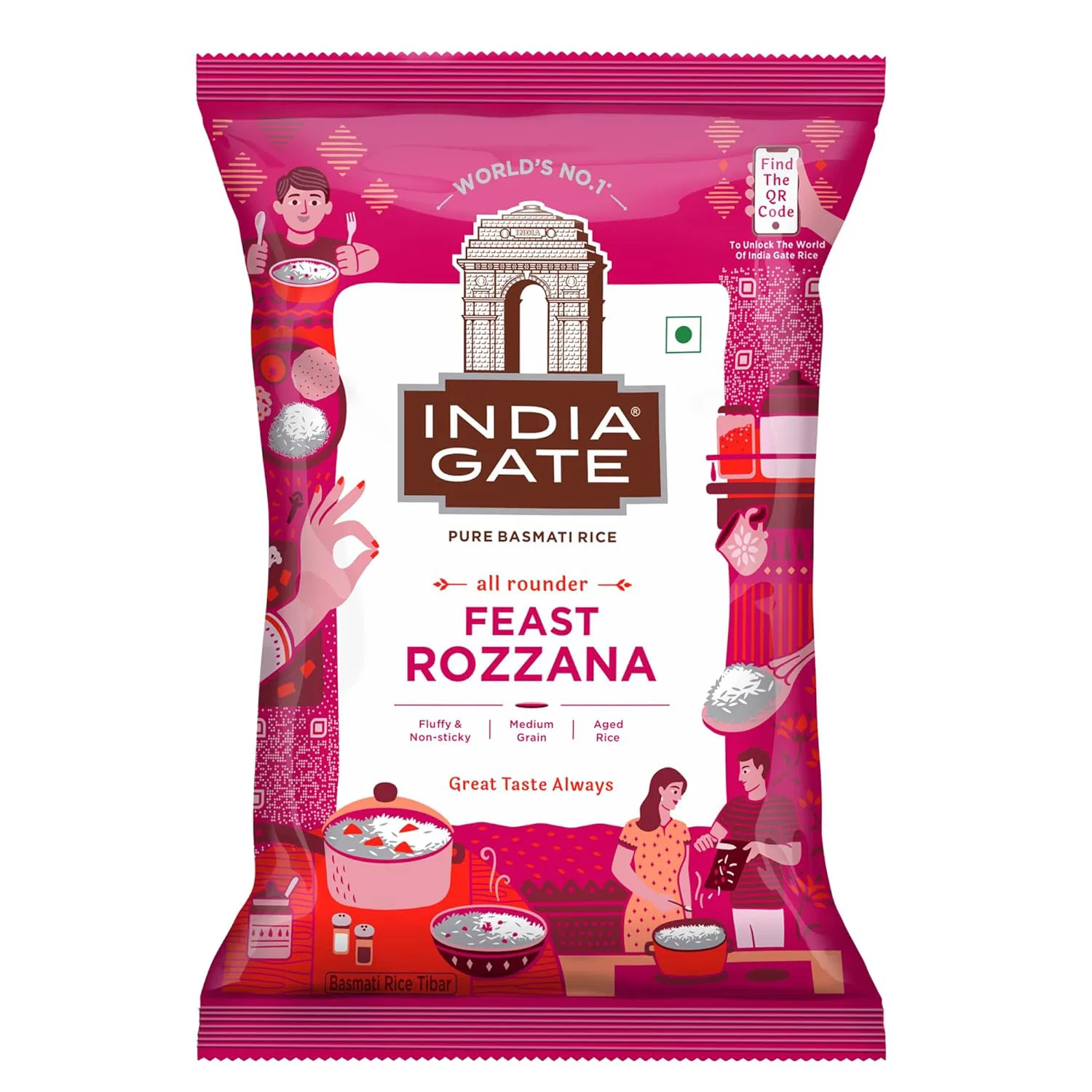 India Gate Feast Rozzana Pure Basmati Rice, 1kg
